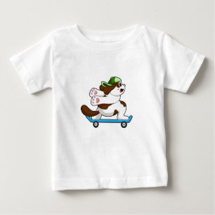 Dog as Skater with Skateboard Baby T-Shirt