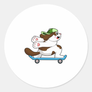 Dog as Skater with Skateboard Classic Round Sticker
