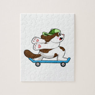 Dog as Skater with Skateboard Jigsaw Puzzle