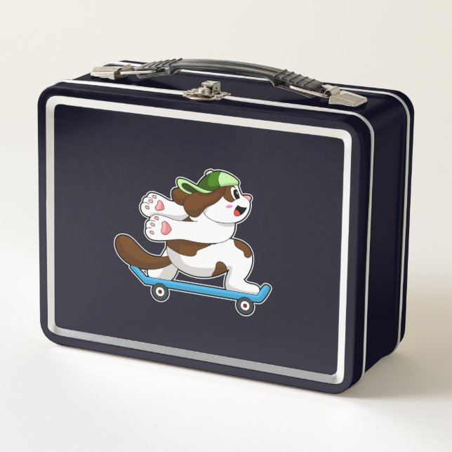 Dog as Skater with Skateboard Metal Lunch Box (Front)