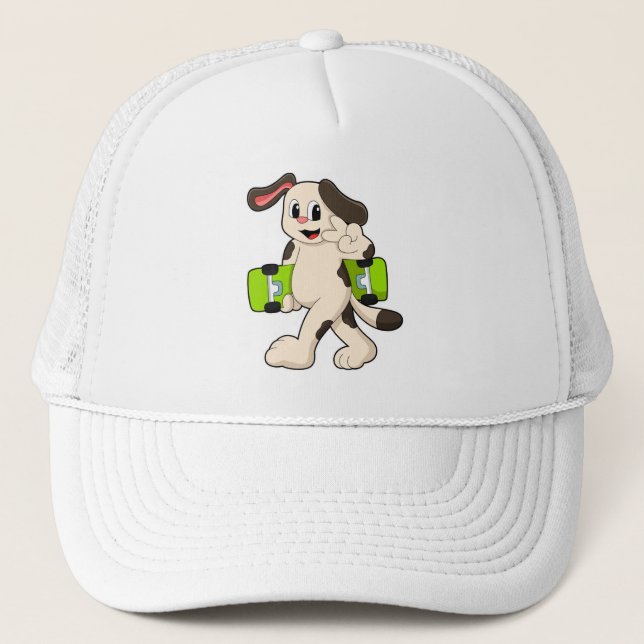 Dog as Skater with Skateboard Trucker Hat (Front)