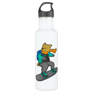 Dog as Snowboarder with Snowboard & Backpack 710 Ml Water Bottle