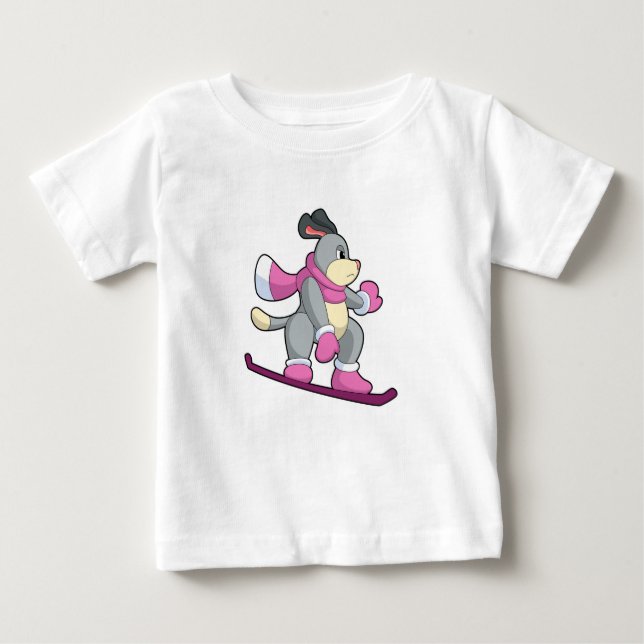 Dog as Snowboarder with Sonowboard Baby T-Shirt (Front)