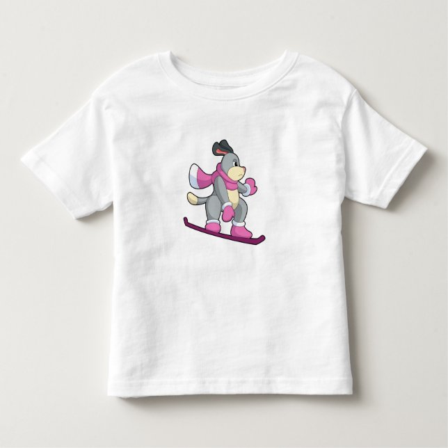 Dog as Snowboarder with Sonowboard Toddler T-Shirt (Front)
