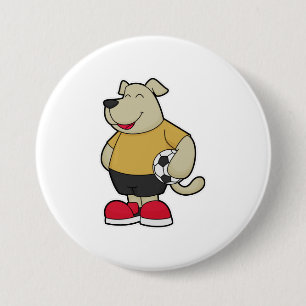 Dog as Soccer player with Soccer ball 7.5 Cm Round Badge