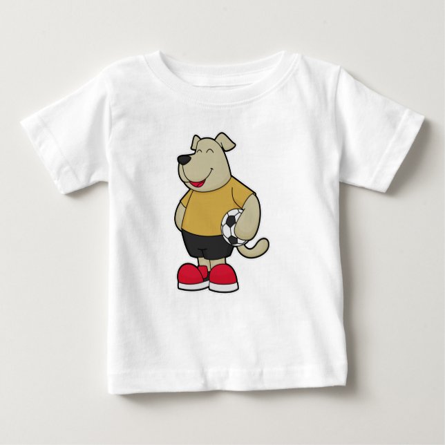 Dog as Soccer player with Soccer ball Baby T-Shirt (Front)