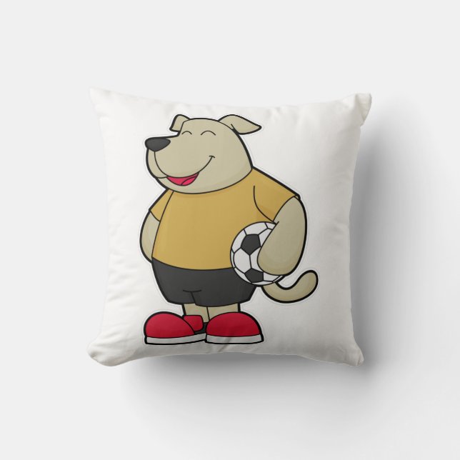 Dog as Soccer player with Soccer ball Cushion (Front)