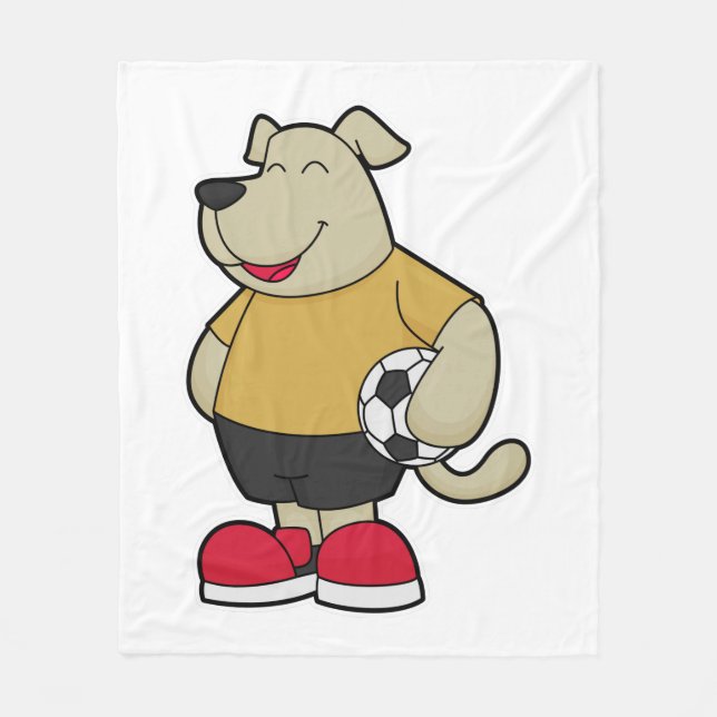 Dog as Soccer player with Soccer ball Fleece Blanket (Front)
