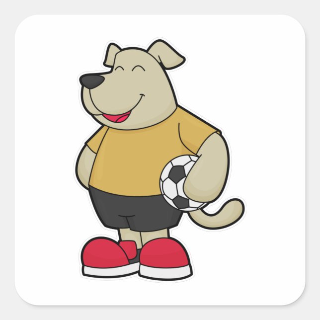 Dog as Soccer player with Soccer ball Square Sticker (Front)