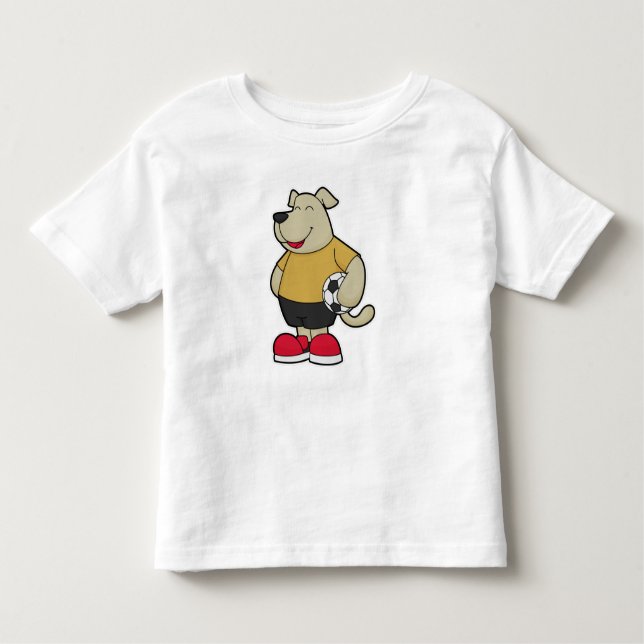 Dog as Soccer player with Soccer ball Toddler T-Shirt (Front)