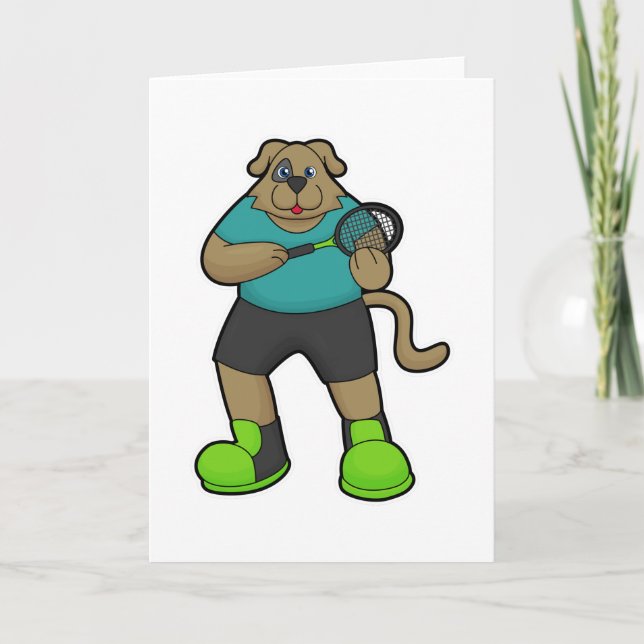 Dog as Tennis player with Tennis racket Card (Front)