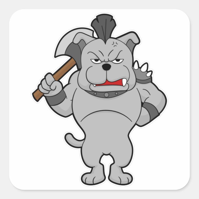 Dog as Warrior with Axe Square Sticker (Front)