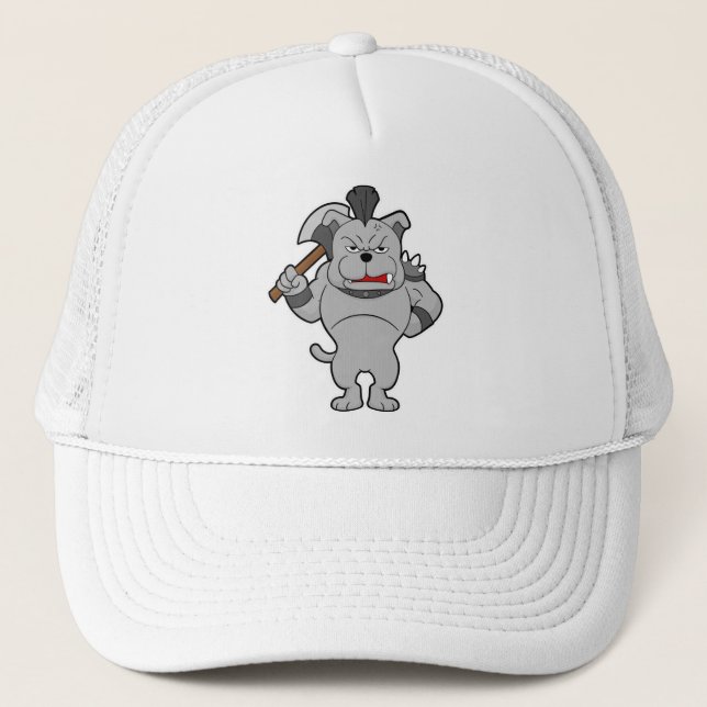 Dog as Warrior with Axe Trucker Hat (Front)