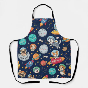 Dog Astronaut Rocket Apron – Cute Kids Pattern