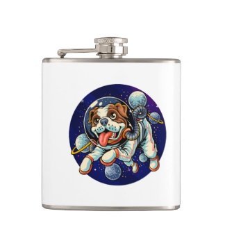 Dog Astronaut, space dog Hip Flask