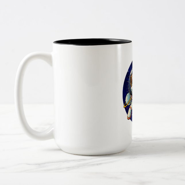 Dog Astronaut, space dog Two-Tone Coffee Mug (Left)