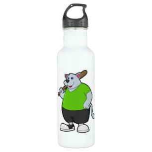 Dog at Baseball with Baseball bat 710 Ml Water Bottle