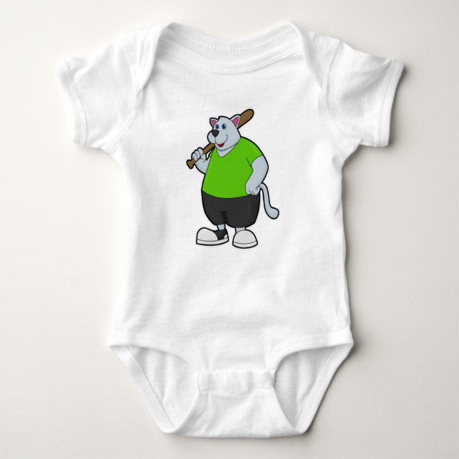Dog at Baseball with Baseball bat Baby Bodysuit (Front)