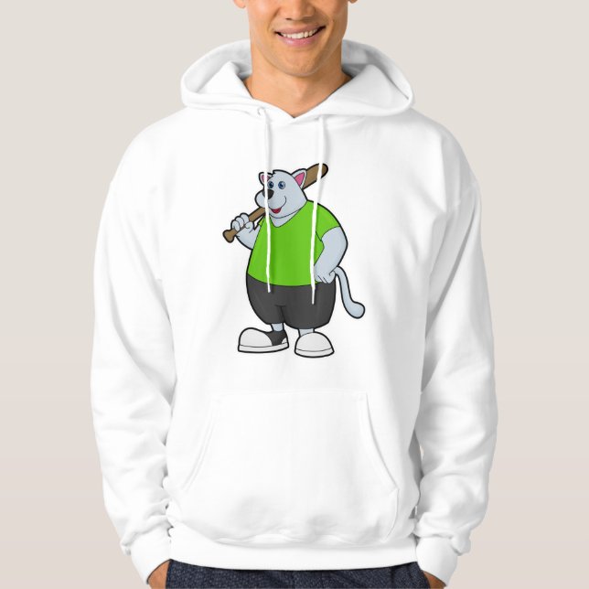 Dog at Baseball with Baseball bat Hoodie (Front)