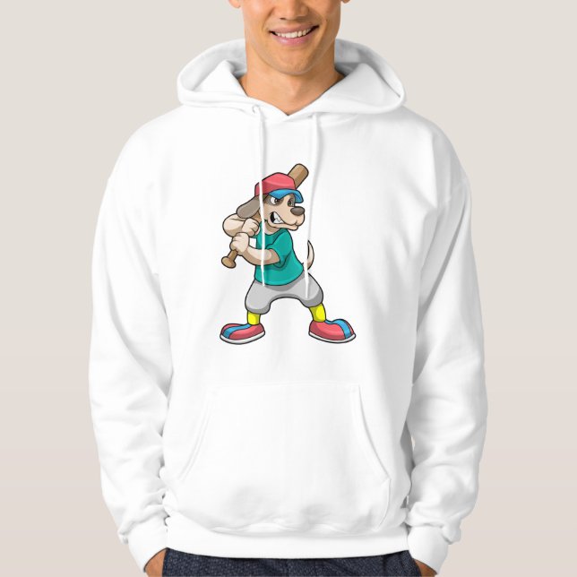 Dog at Baseball with Baseball bat Hoodie (Front)