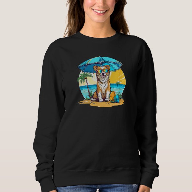 Dog At Beach Summer Vacation Sweatshirt (Front)