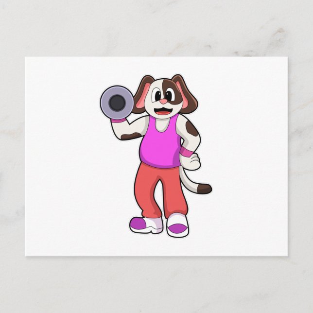 Dog at Bodybuilding with Dumbbell Postcard (Front)
