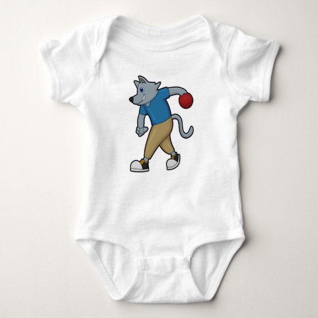 Dog at Bowling with Bowling ball Baby Bodysuit (Front)