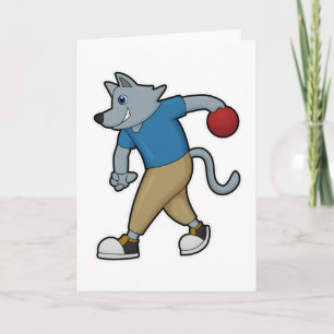 Dog at Bowling with Bowling ball Card