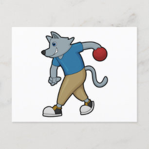 Dog at Bowling with Bowling ball Postcard