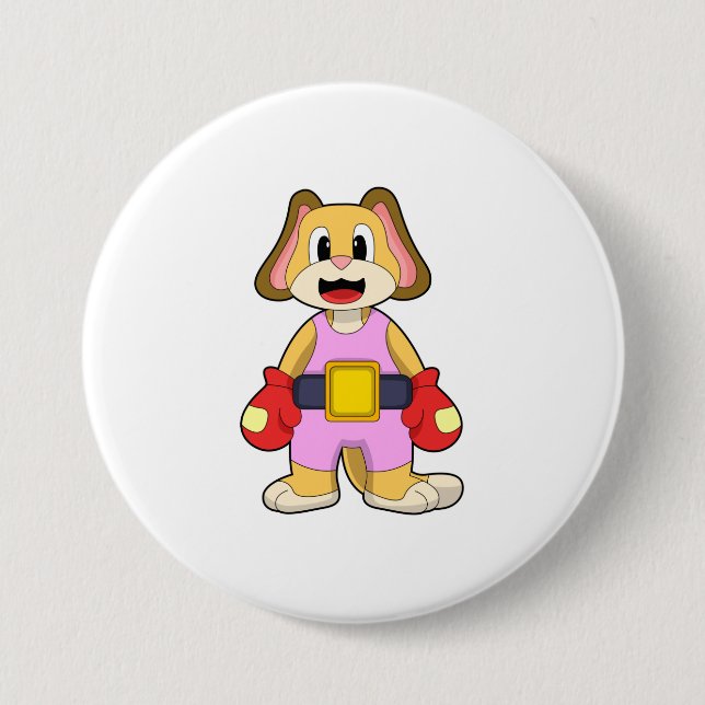 Dog at Boxing with Boxing gloves 7.5 Cm Round Badge (Front)