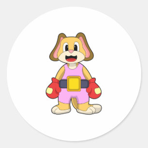Dog at Boxing with Boxing gloves Classic Round Sticker