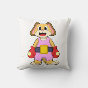 Dog at Boxing with Boxing gloves Cushion