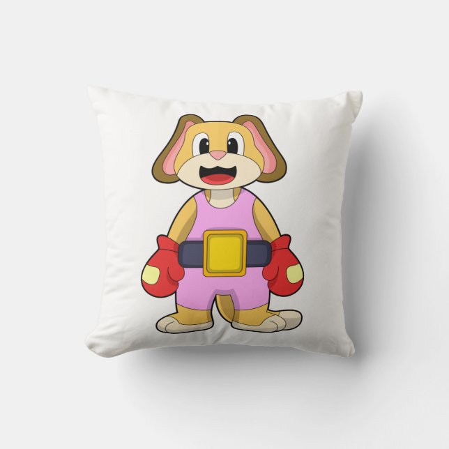 Dog at Boxing with Boxing gloves Cushion (Front)