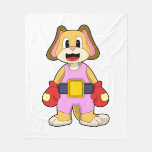 Dog at Boxing with Boxing gloves Fleece Blanket