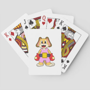 Dog at Boxing with Boxing gloves Playing Cards