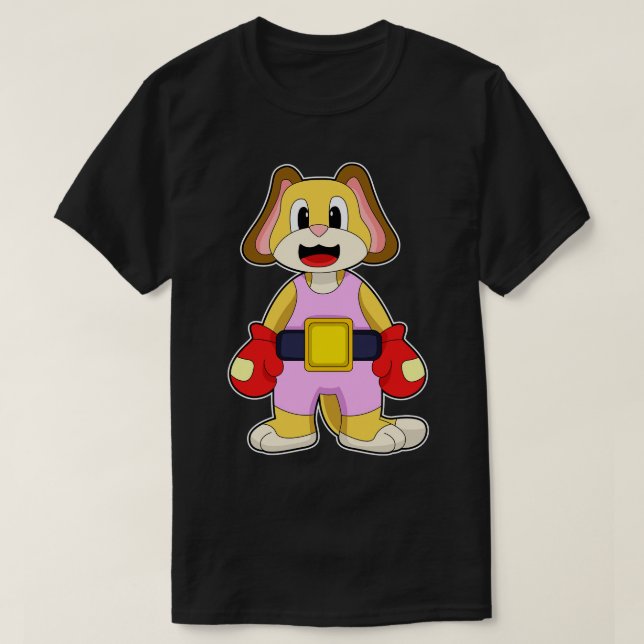 Dog at Boxing with Boxing gloves T-Shirt (Design Front)