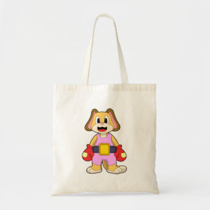 Dog at Boxing with Boxing gloves Tote Bag