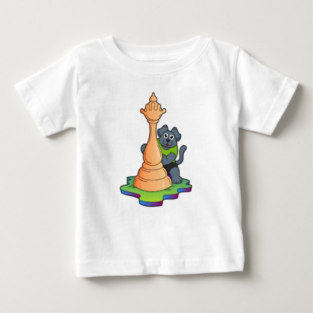 Dog at Chess with Chess piece Queen Baby T-Shirt (Front)