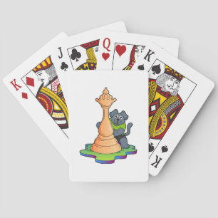 Dog at Chess with Chess piece Queen Playing Cards