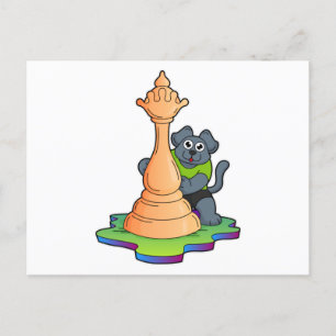 Dog at Chess with Chess piece Queen Postcard