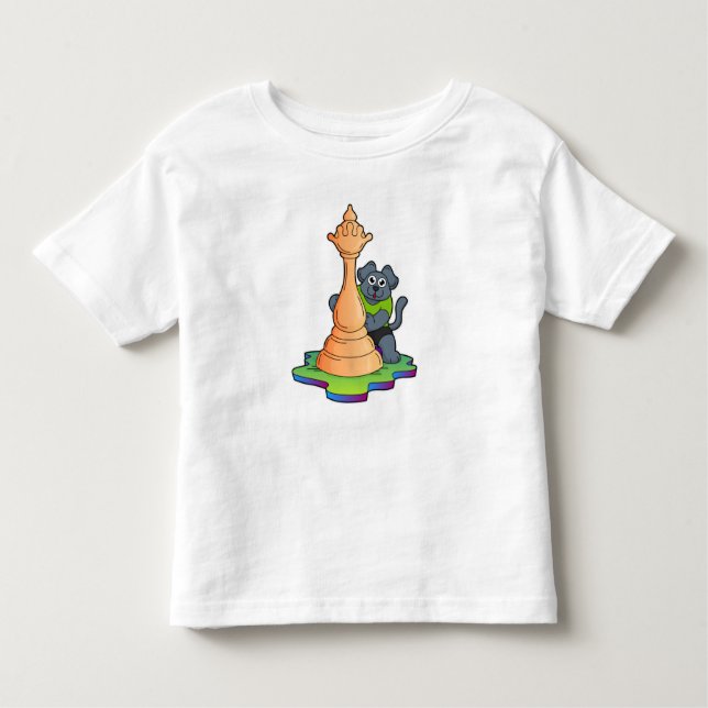 Dog at Chess with Chess piece Queen Toddler T-Shirt (Front)