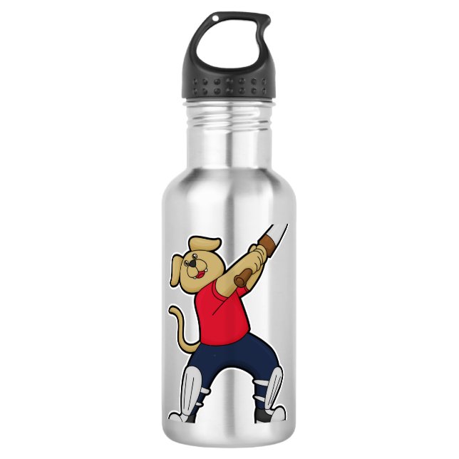 Dog at Cricket with Cricket bat 710 Ml Water Bottle (Front)