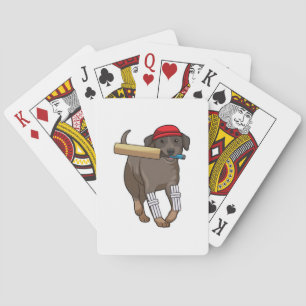 Dog at Cricket with Cricket bat Playing Cards