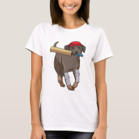 Dog at Cricket with Cricket bat