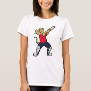 Dog at Cricket with Cricket bat T-Shirt