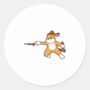 Dog at Darts with Dart.PNG Classic Round Sticker