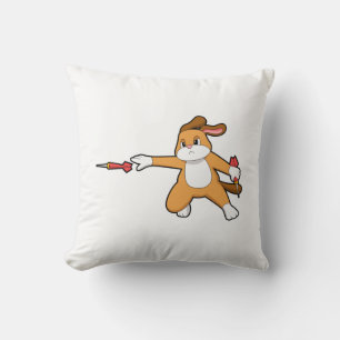 Dog at Darts with Dart.PNG Cushion