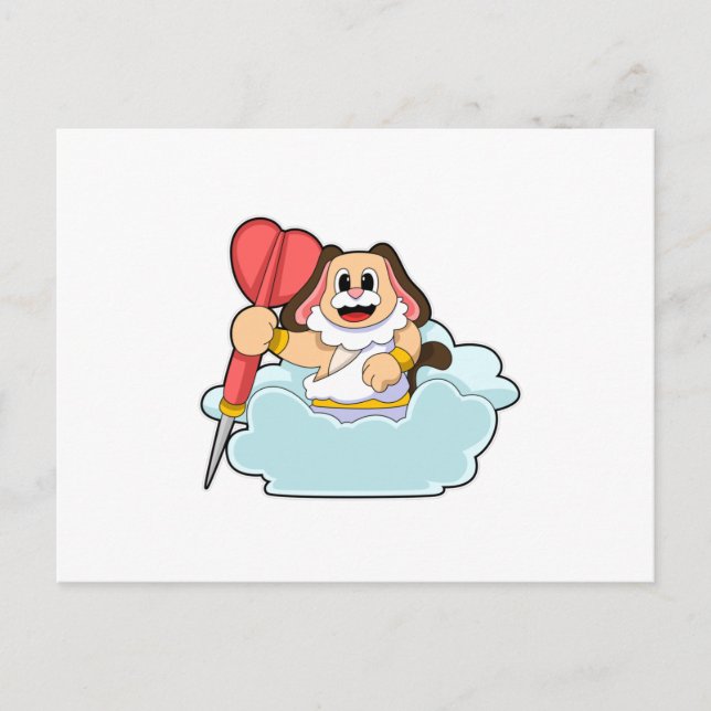 Dog at Darts with Dart Postcard (Front)