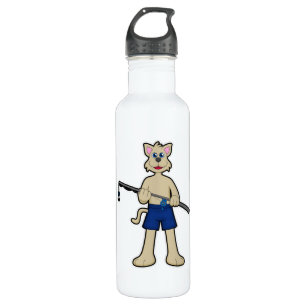 Dog at Fishing with Fishing rod & Fish 710 Ml Water Bottle