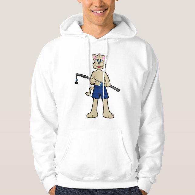 Dog at Fishing with Fishing rod & Fish Hoodie (Front)